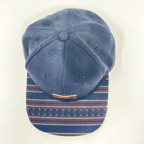 Vans "Allover It" Snapback Hat Navy Maroon Tan 6-Panel Cap Vegan Leather Patch - Picture 7 of 8